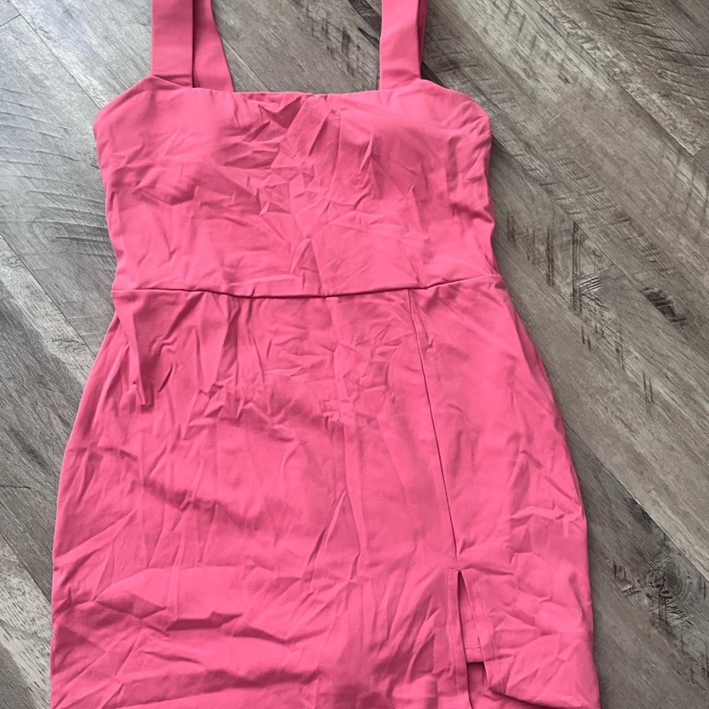 Orange and Pink Square Neck Pleated Ruffled Sundress